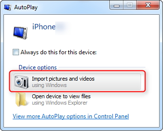 Import photos from iPhone 8 to Windows 7/8/9/10 PC via AutoPlay