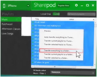 Transfer Music from iPhone to Mac by SharePod