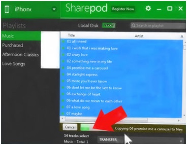 Transfer Music from iPhone to Mac by SharePod
