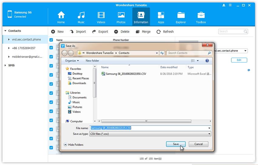 android export contacts to vCard