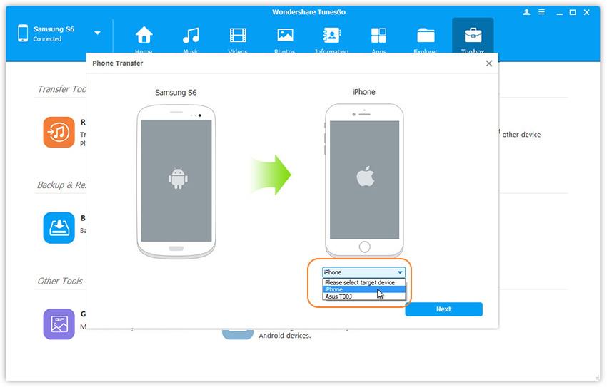 how to transfer everything from Android to iphone 7